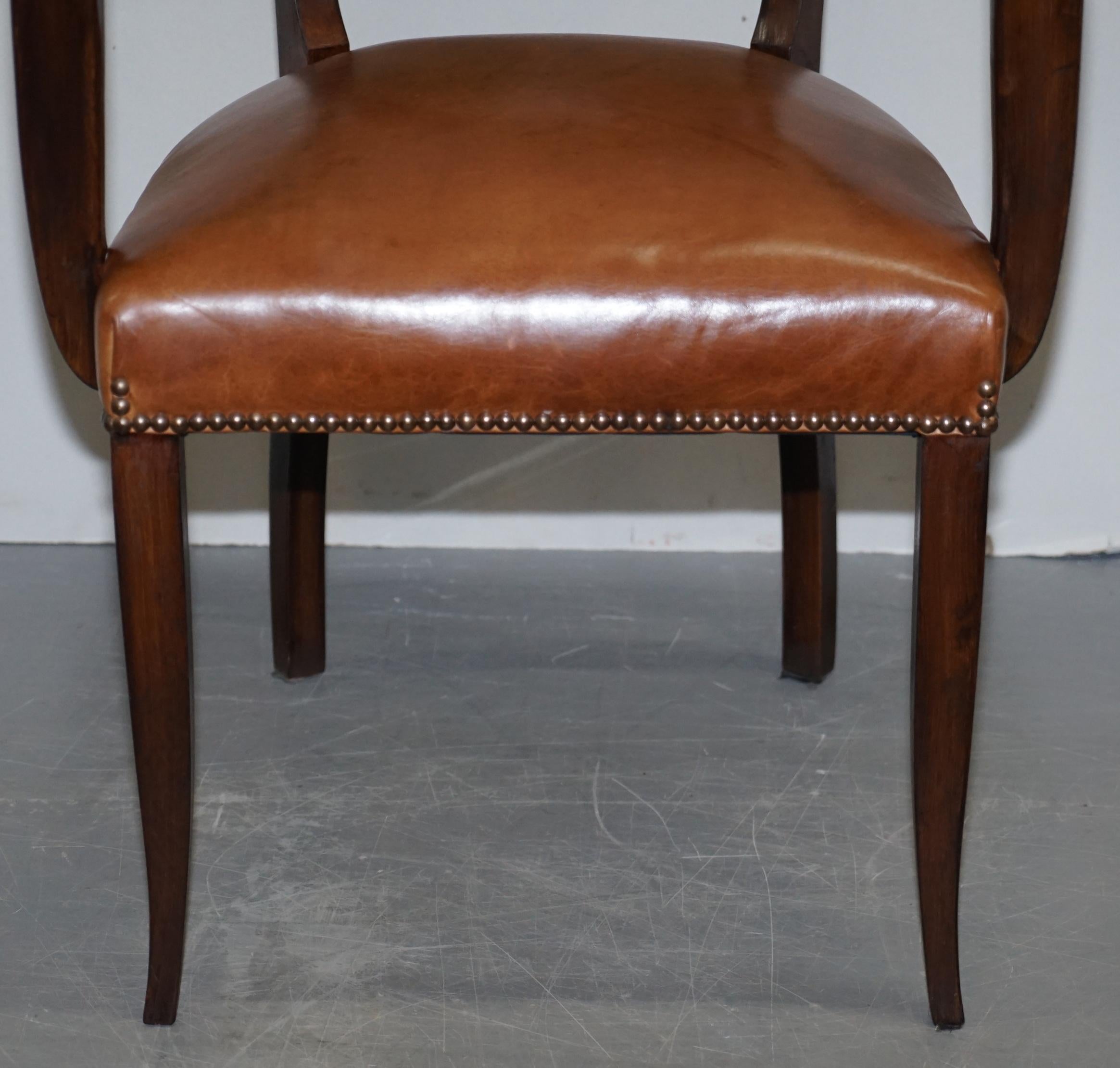 George Smith Brown Leather & Hardwood Desk Office Bridge Games Armchair or Chair 2