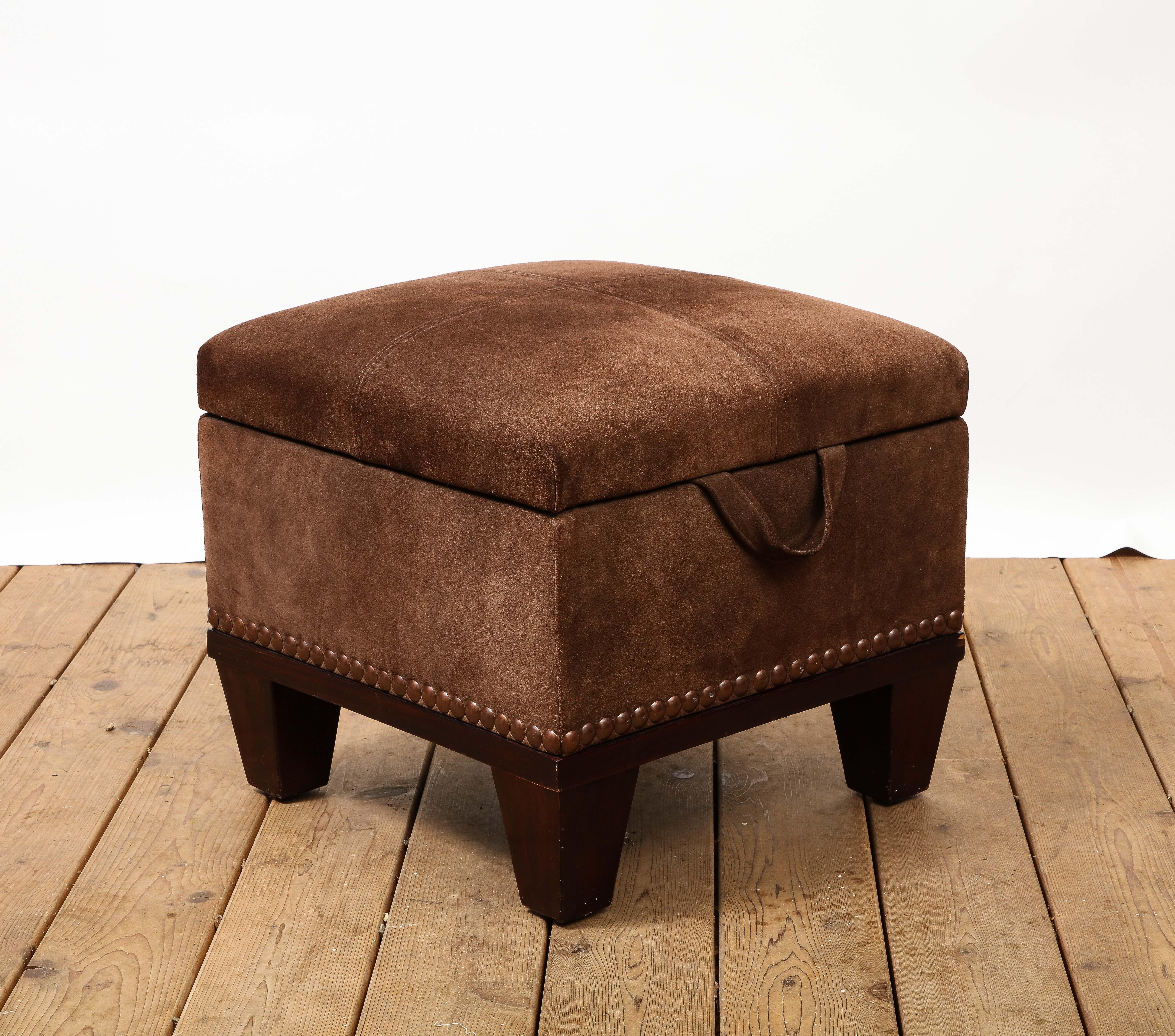 brown suede ottoman with storage