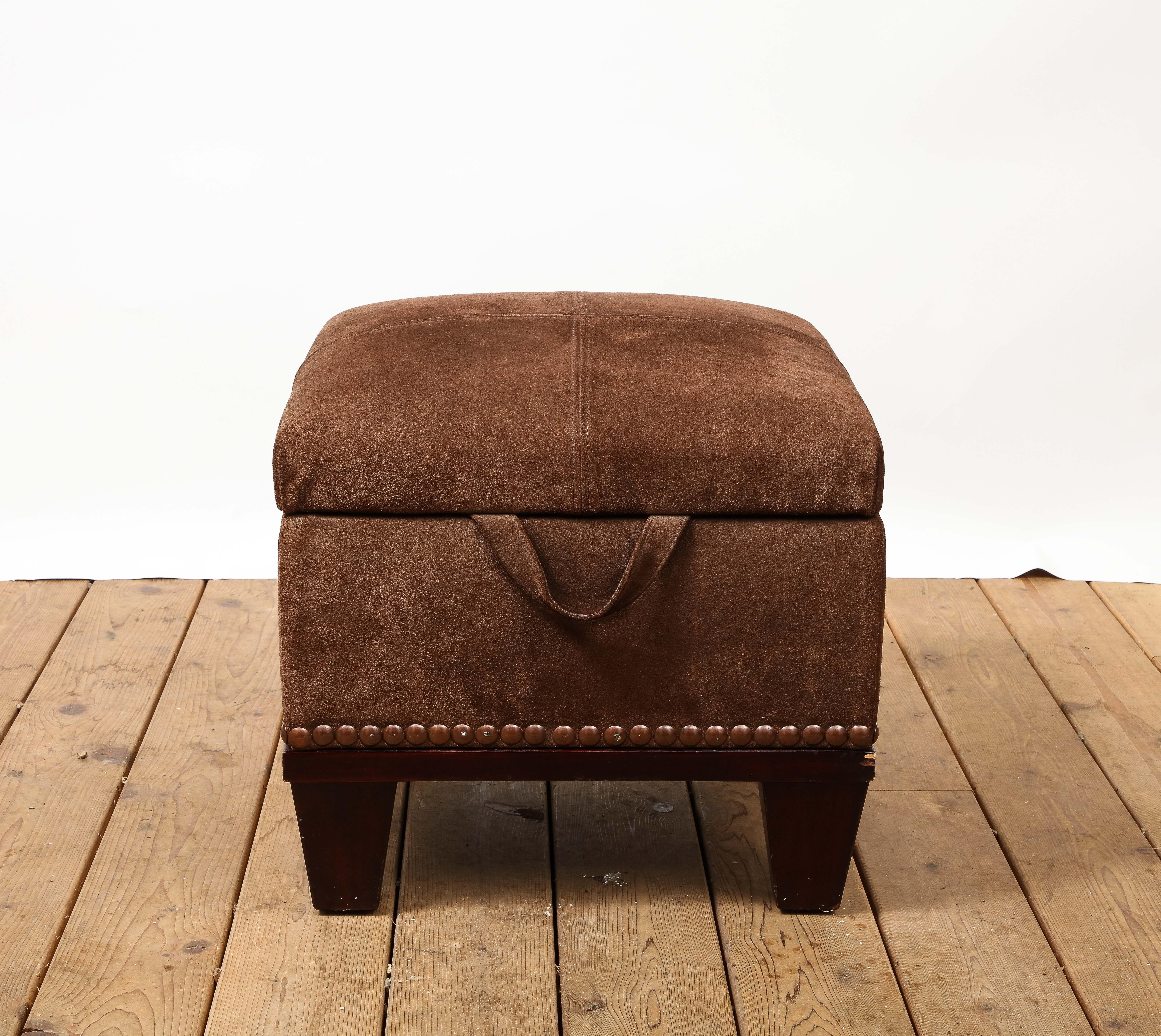 20th Century George Smith Brown Suede Baby Moderne Empire Chest Storage Ottoman  For Sale