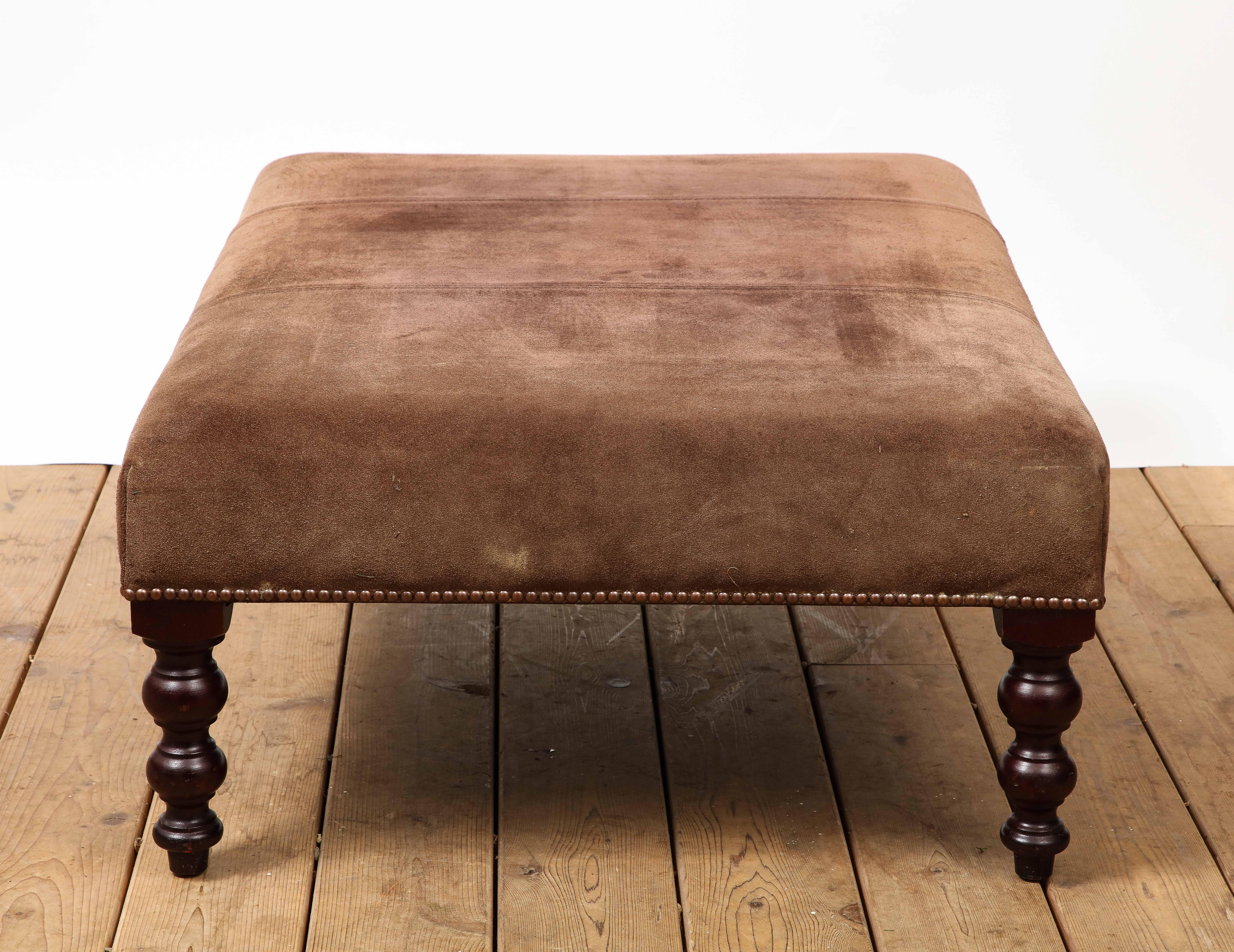 20th Century George Smith Brown Suede Ottoman