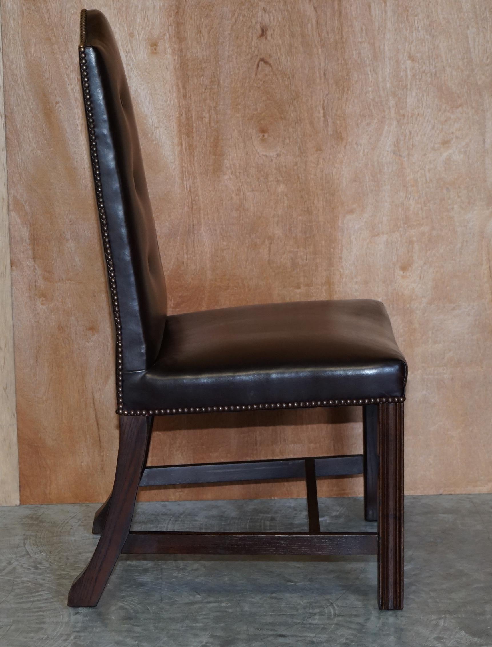 George Smith Buttoned Side Occasional Office Desk Chair Brown Leather For Sale 3