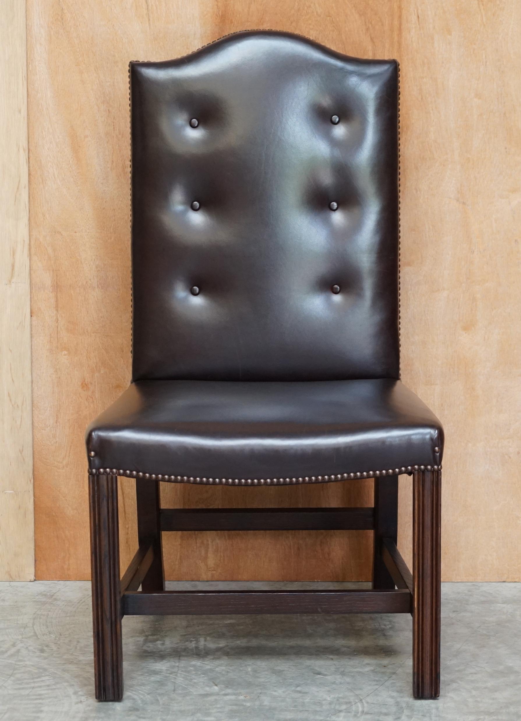 Art déco George Smith Buttoned Side Occasional Office Desk Chair Brown Leather (en anglais) en vente