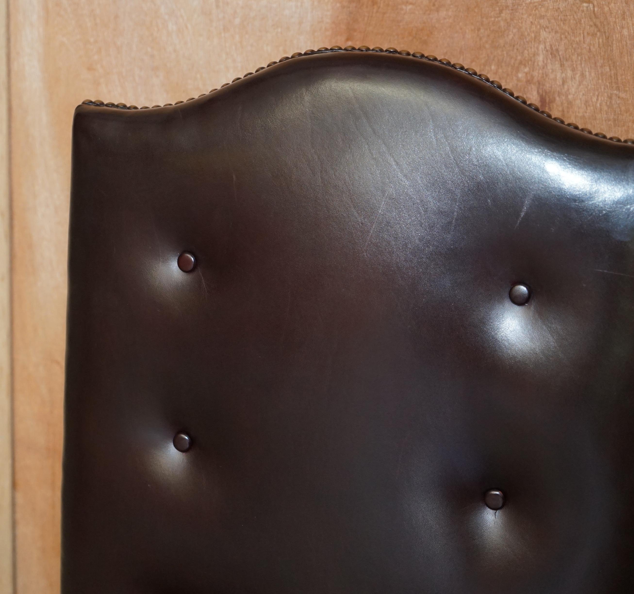 Fait main George Smith Buttoned Side Occasional Office Desk Chair Brown Leather (en anglais) en vente