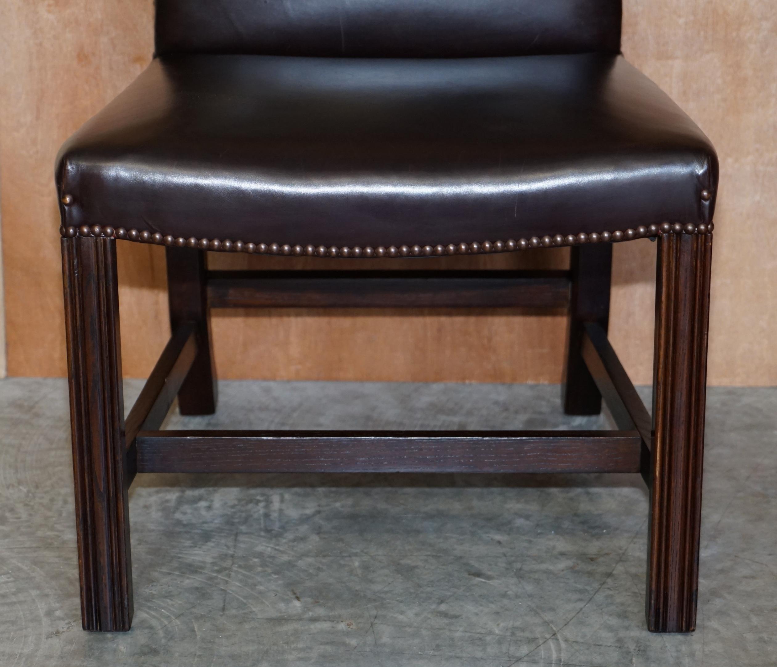 George Smith Buttoned Side Occasional Office Desk Chair Brown Leather For Sale 1