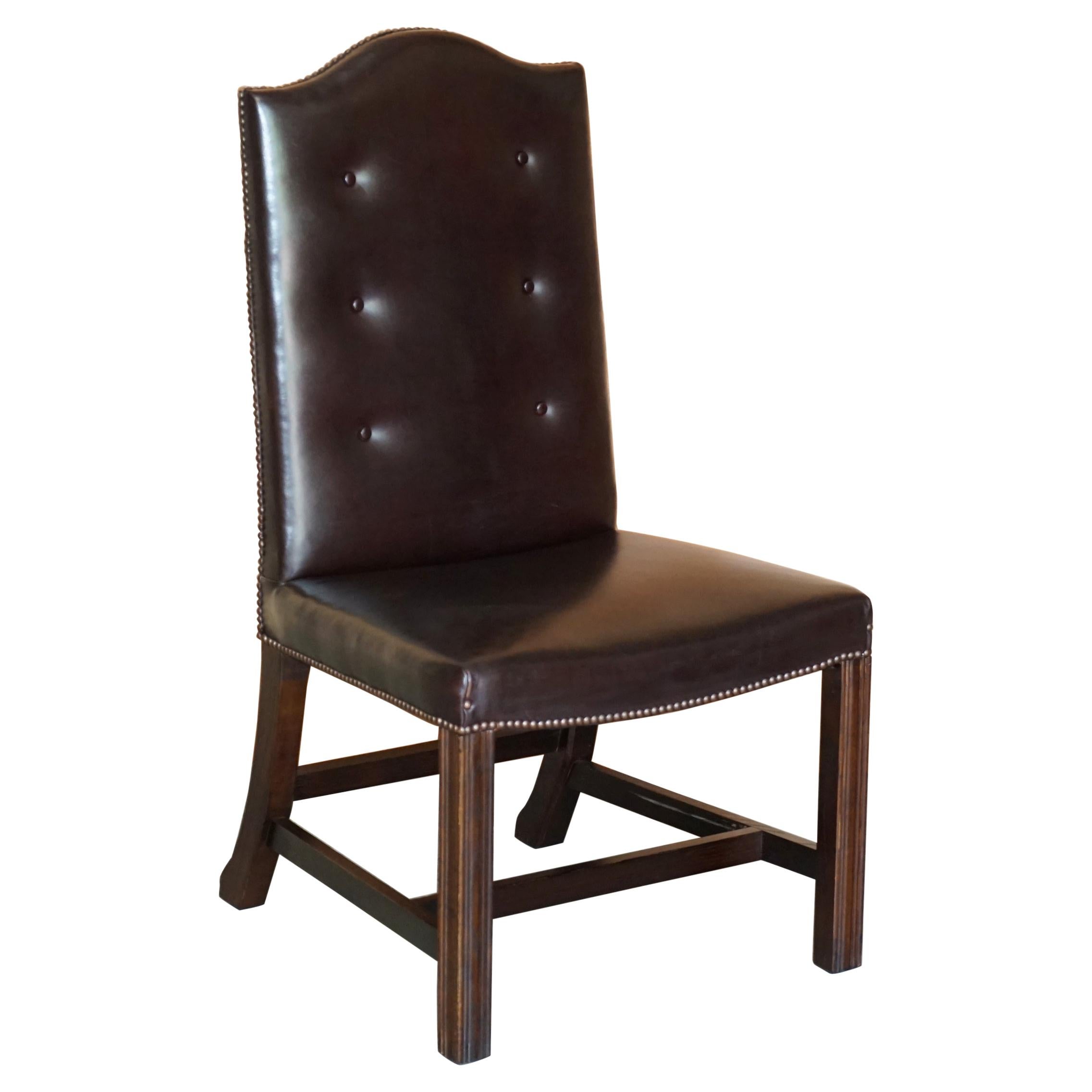 George Smith Buttoned Side Occasional Office Desk Chair Brown Leather