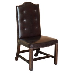 George Smith Buttoned Side Occasional Office Desk Chair Brown Leather