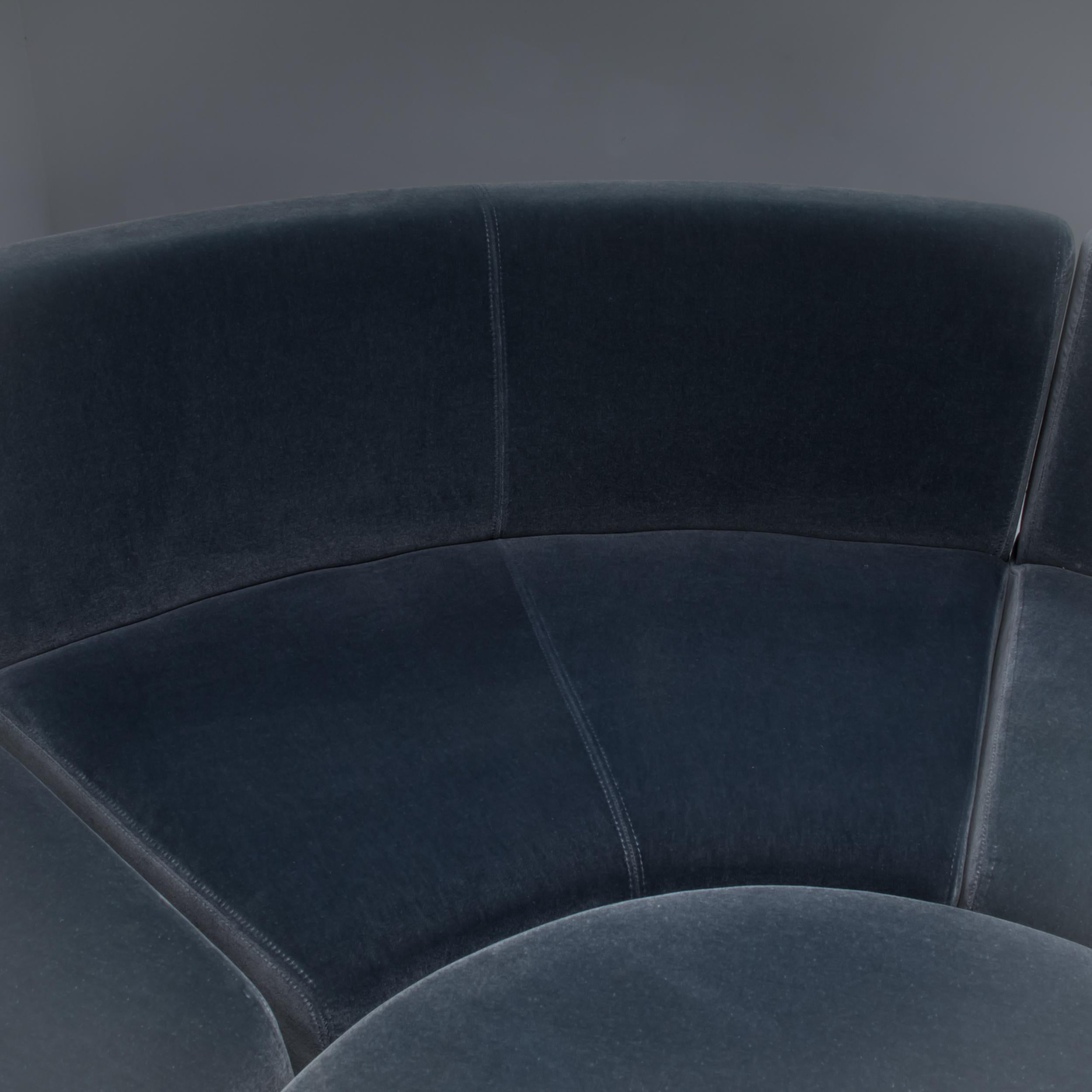George Smith by Ilse Crawford Grey Velvet Modular Circular Sofa & Footstool 1