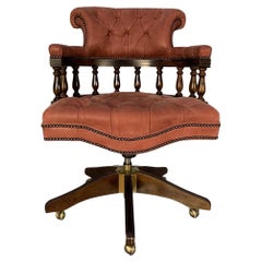 George Smith "Captain's" Swivel Office Chair Armchair - In Pink Leather