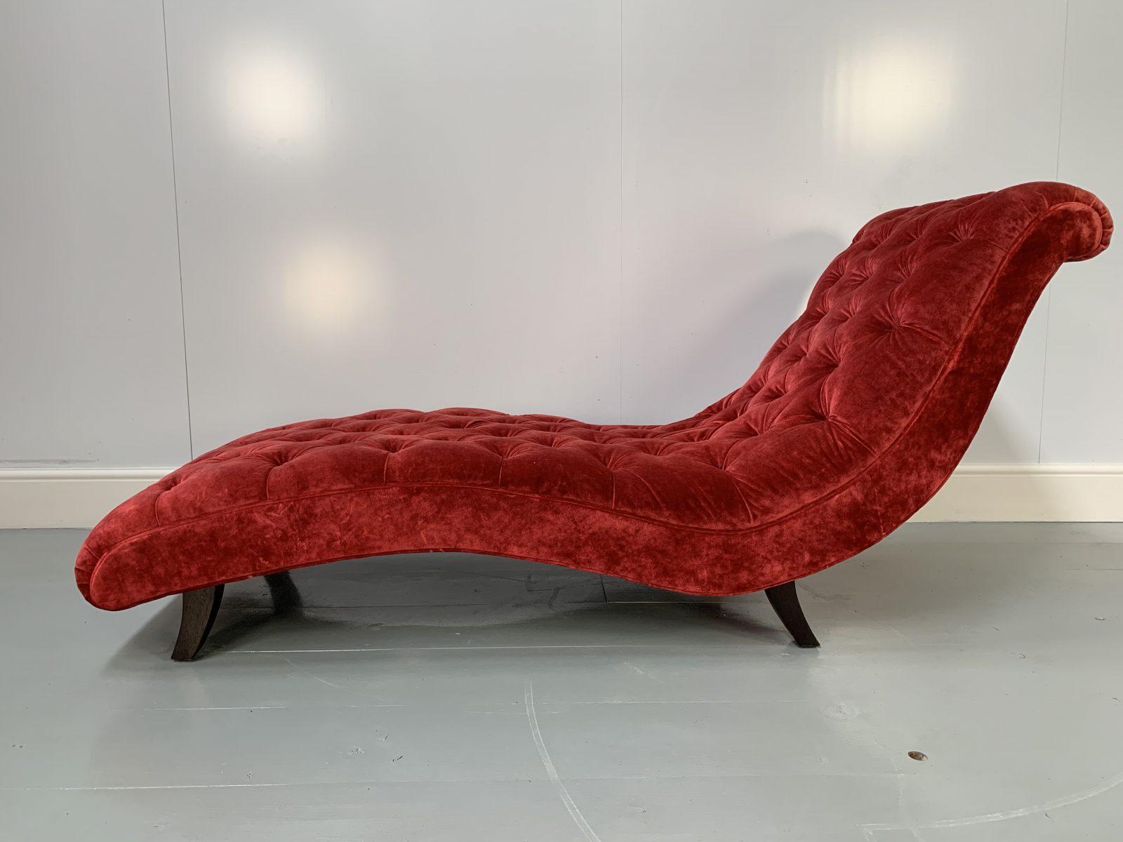 George Smith Chaise – “Brewster” – Chaise in Deep-Red Italian Velvet For Sale 4