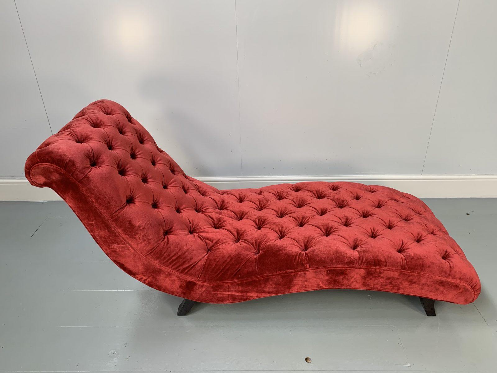 XXIe siècle et contemporain George Smith Chaise - Brewster - Chaise en velours italien rouge foncé en vente