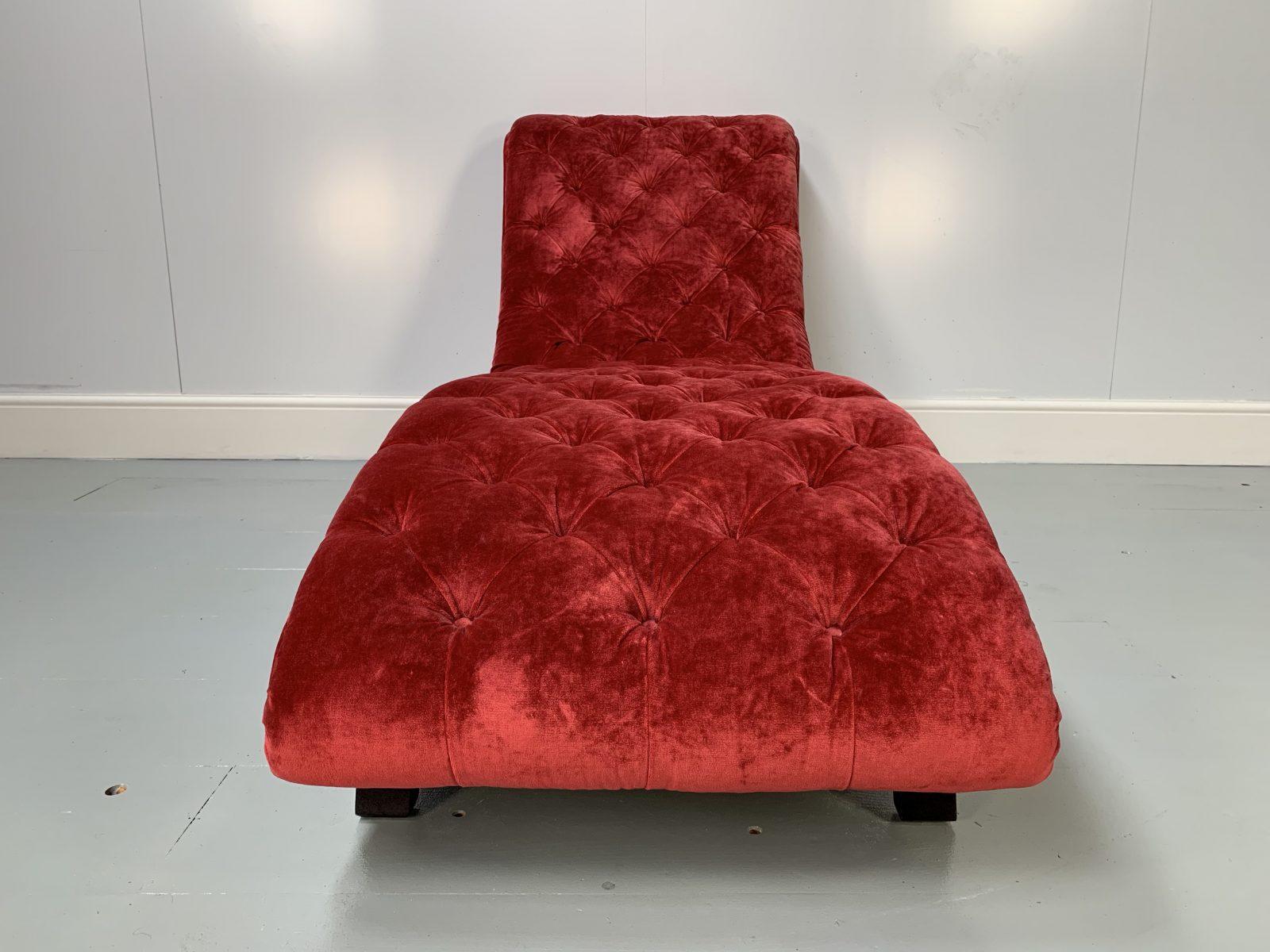 Contemporary George Smith Chaise – “Brewster” – Chaise in Deep-Red Italian Velvet For Sale