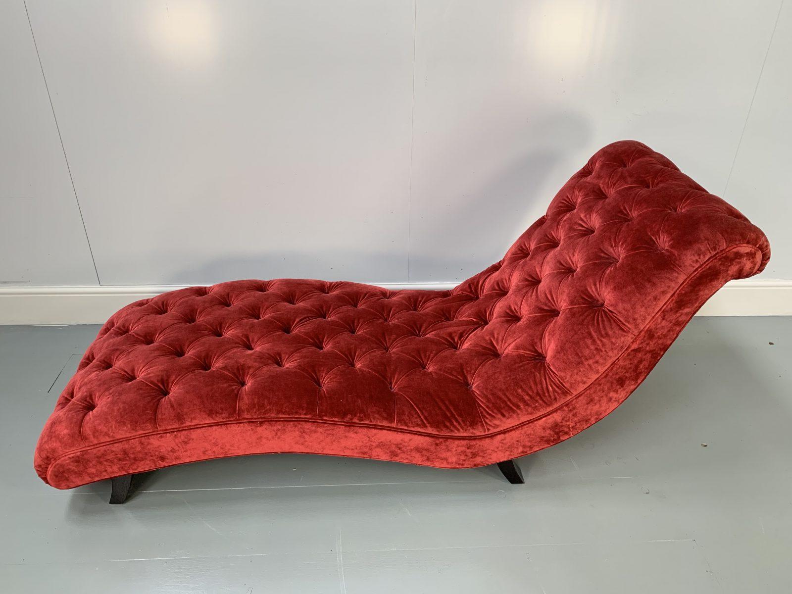 George Smith Chaise – “Brewster” – Chaise in Deep-Red Italian Velvet For Sale 3