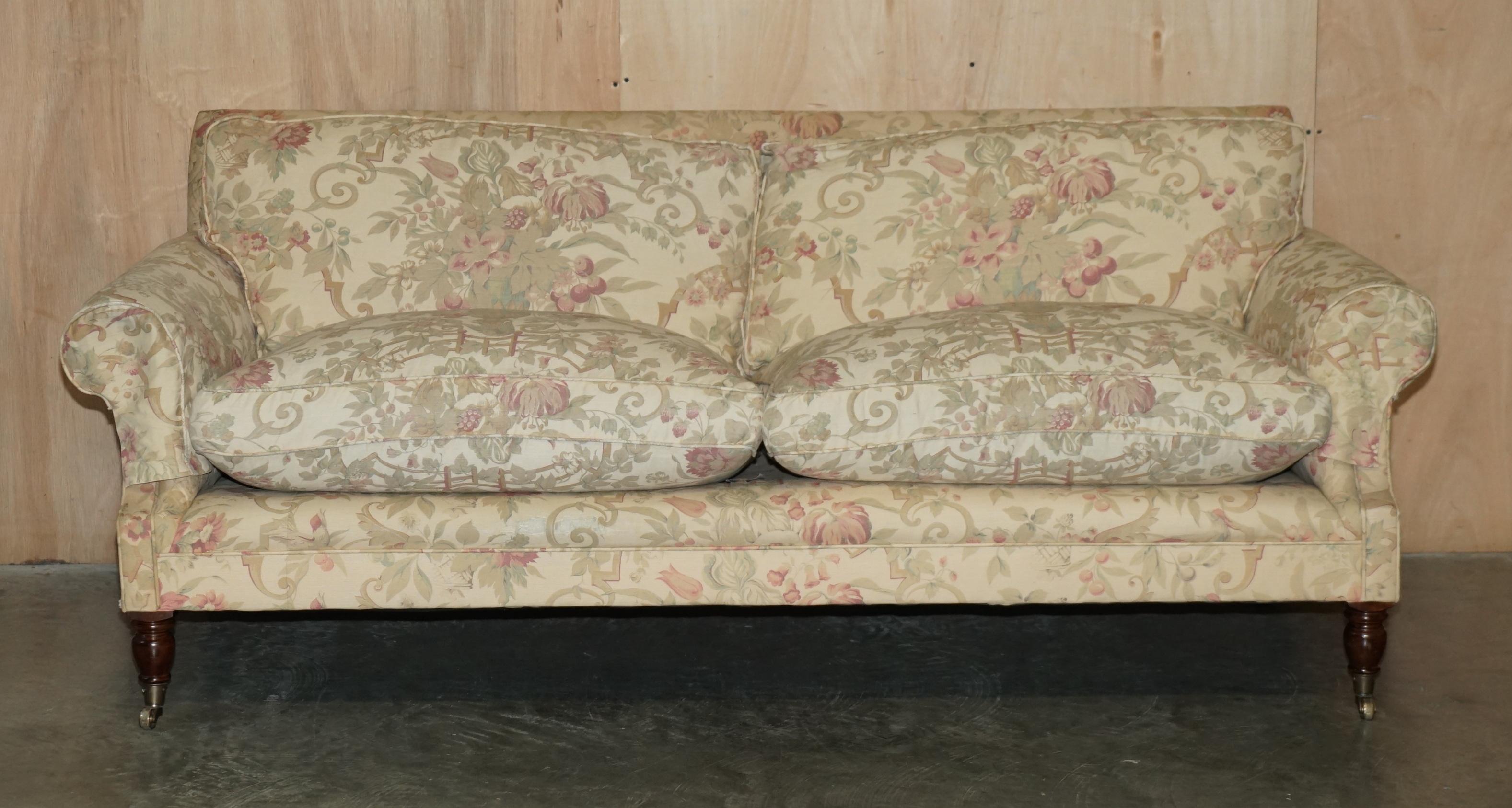 Country GEORGE SMITH CHELSEA 3 SEAT SOFA IN ORIGINAL UPHOLSTERY PART SUiTE For Sale
