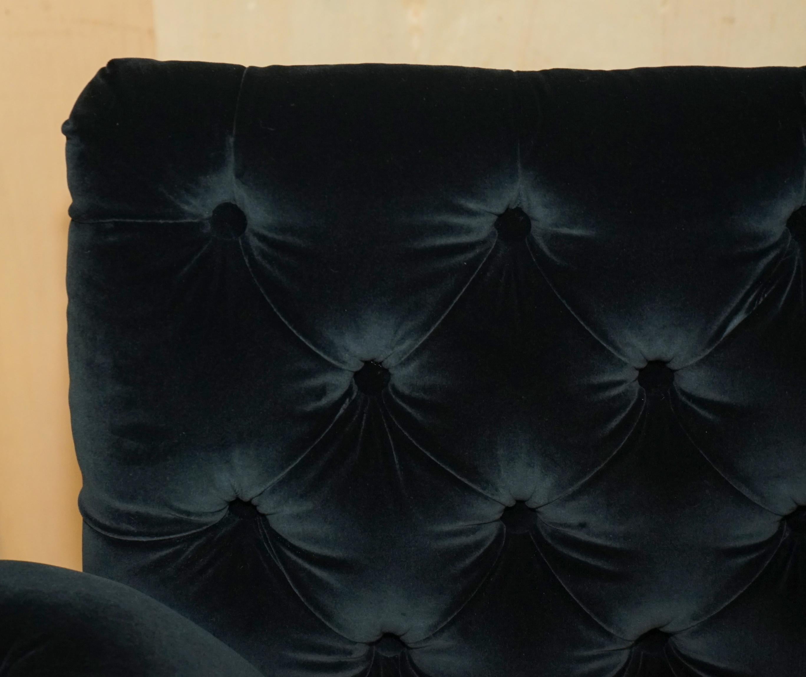 Hand-Crafted GEORGE SMITH CHELSEA BUTTERFLY BLACK VELVET CHESTERFIELD ARMCHAiR For Sale