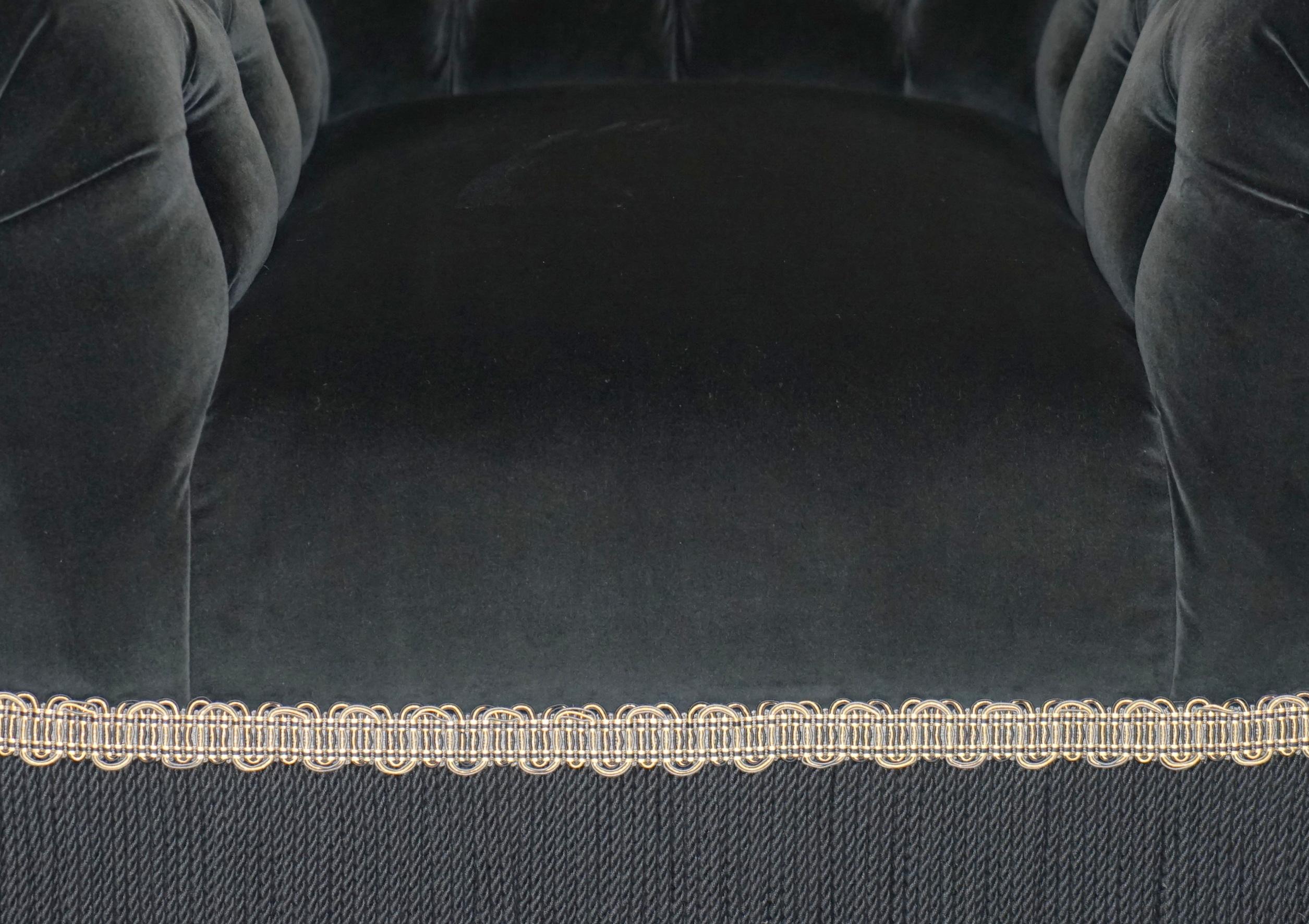 Velvet GEORGE SMITH CHELSEA BUTTERFLY BLACK VELVET CHESTERFIELD ARMCHAiR For Sale