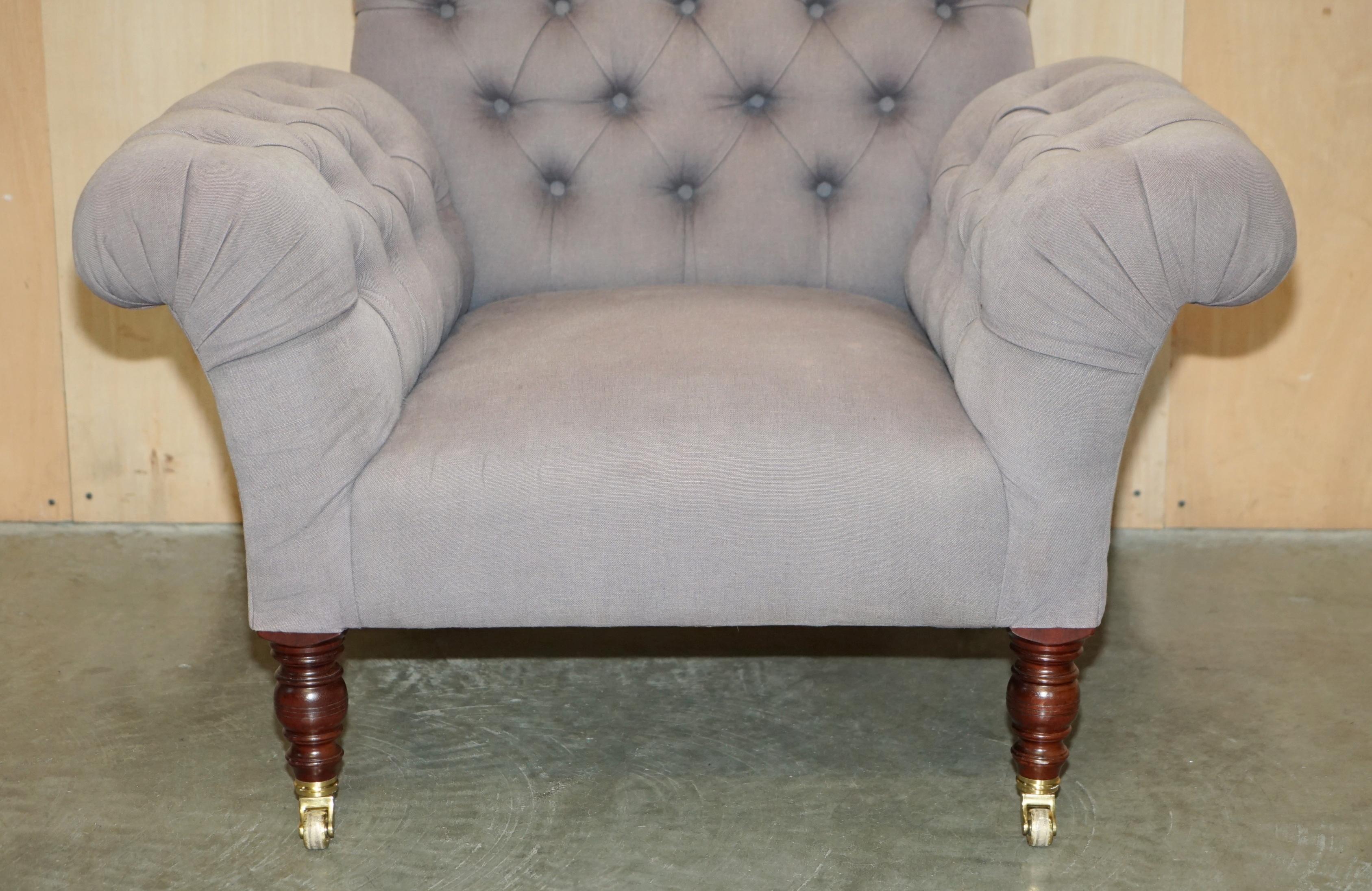 Upholstery GEORGE SMITH CHELSEA BUTTERFLY GREY OATMEAL CHESTERFIELD ARMCHAiR For Sale