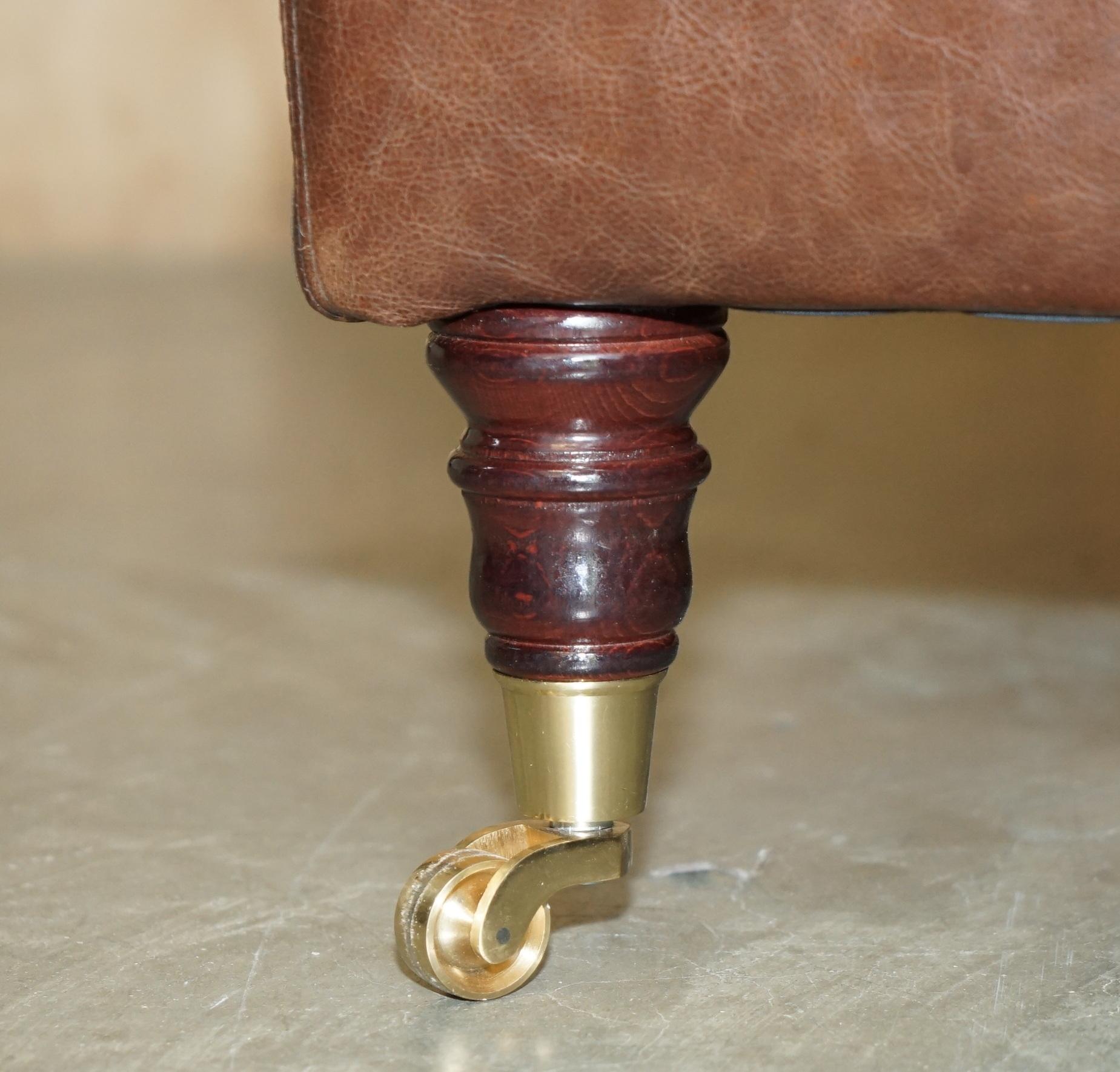 Pelle CALZOLAIO OTTOMANO GEORGE SMITH CHELSEA LONDON GRANDE IN PELLE TINTURA A MANO DI MARRONE