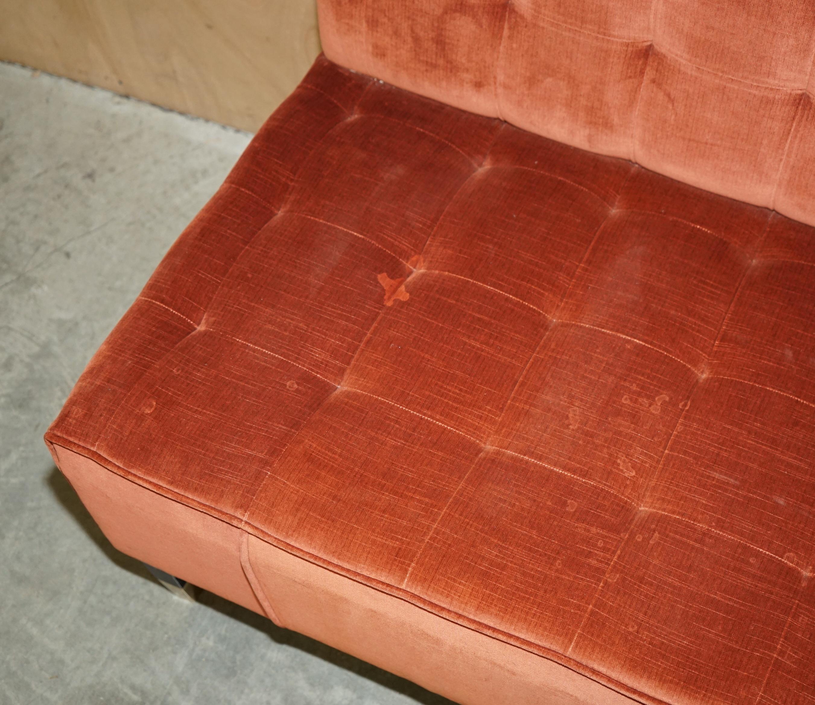 Upholstery GEORGE SMITH CHELSSEA CHESTERFiELD TUFTED BENCH SOFA IN VELOUR UPHOLSTERY For Sale