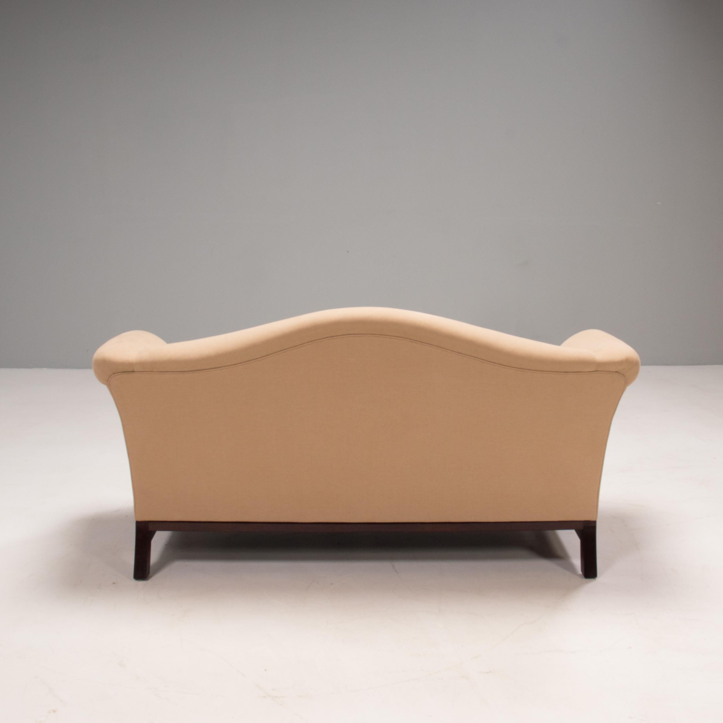 British George Smith Chippendale Fixed Seat Cream Fabric Sofa, 2 Seater