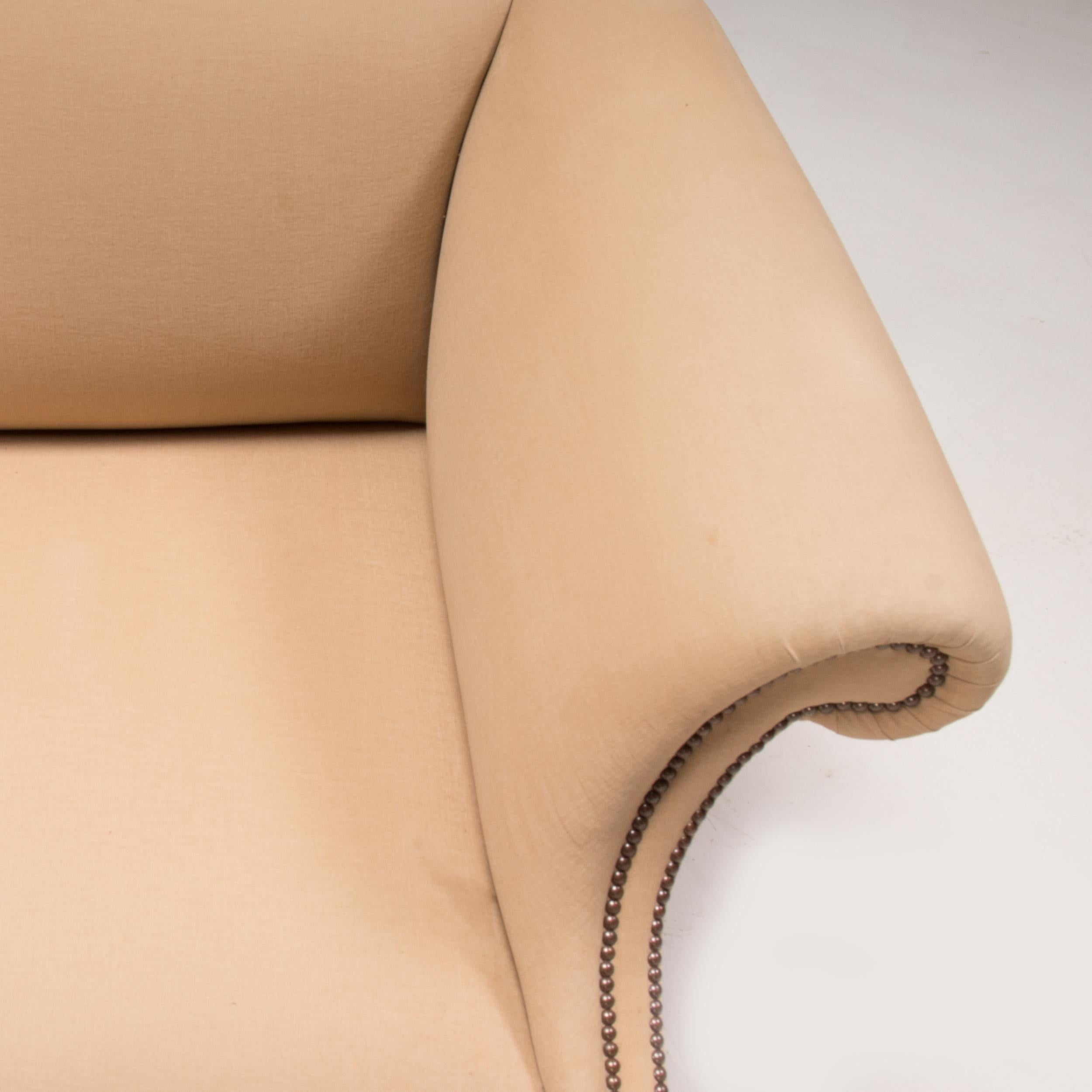 George Smith Chippendale Fixed Seat Cream Fabric Sofa, 2 Seater In Good Condition In Basildon, London