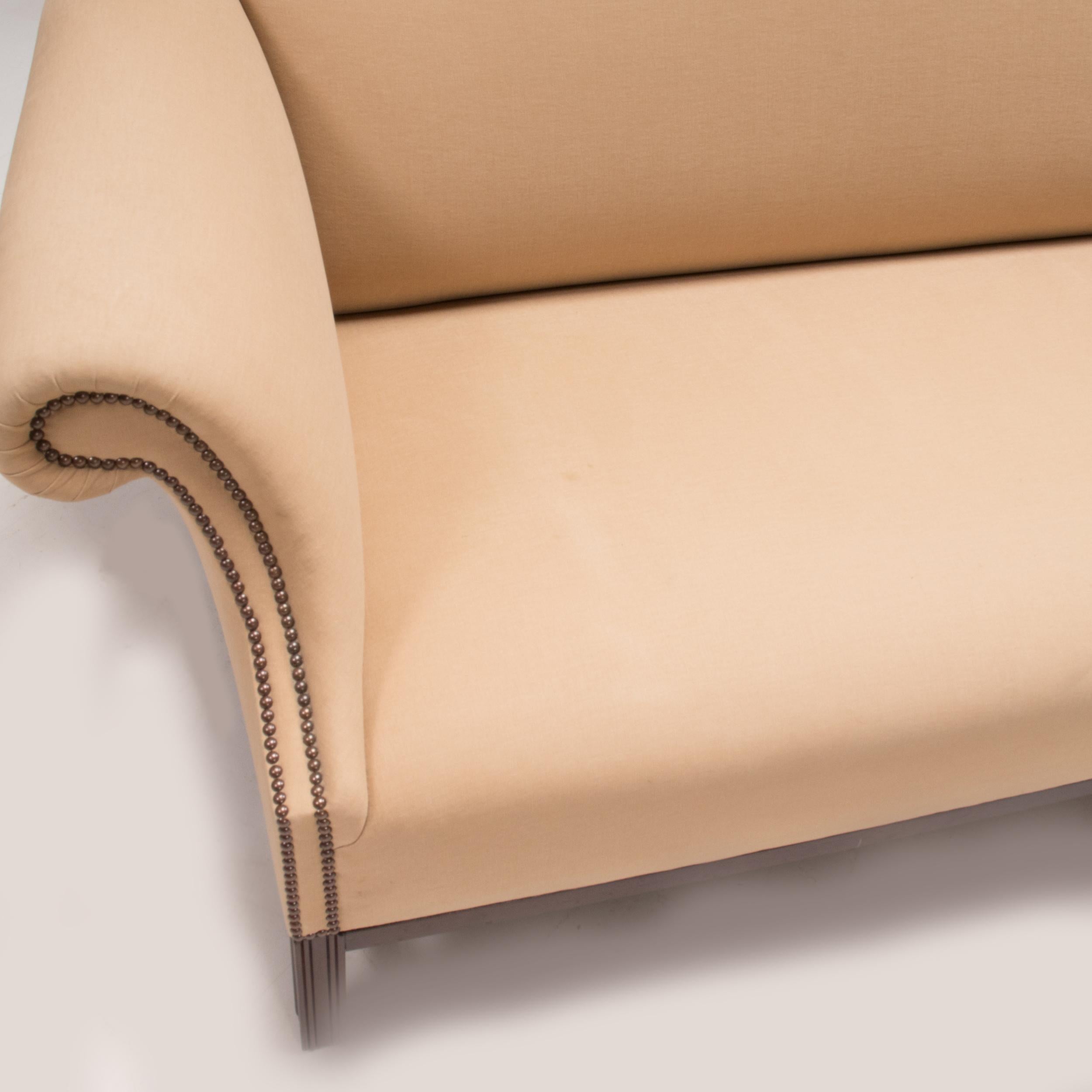Contemporary George Smith Chippendale Fixed Seat Cream Fabric Sofa, 2 Seater