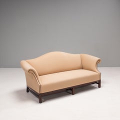 George Smith Chippendale Fixed Seat Cream Fabric Sofa, 3 Seat