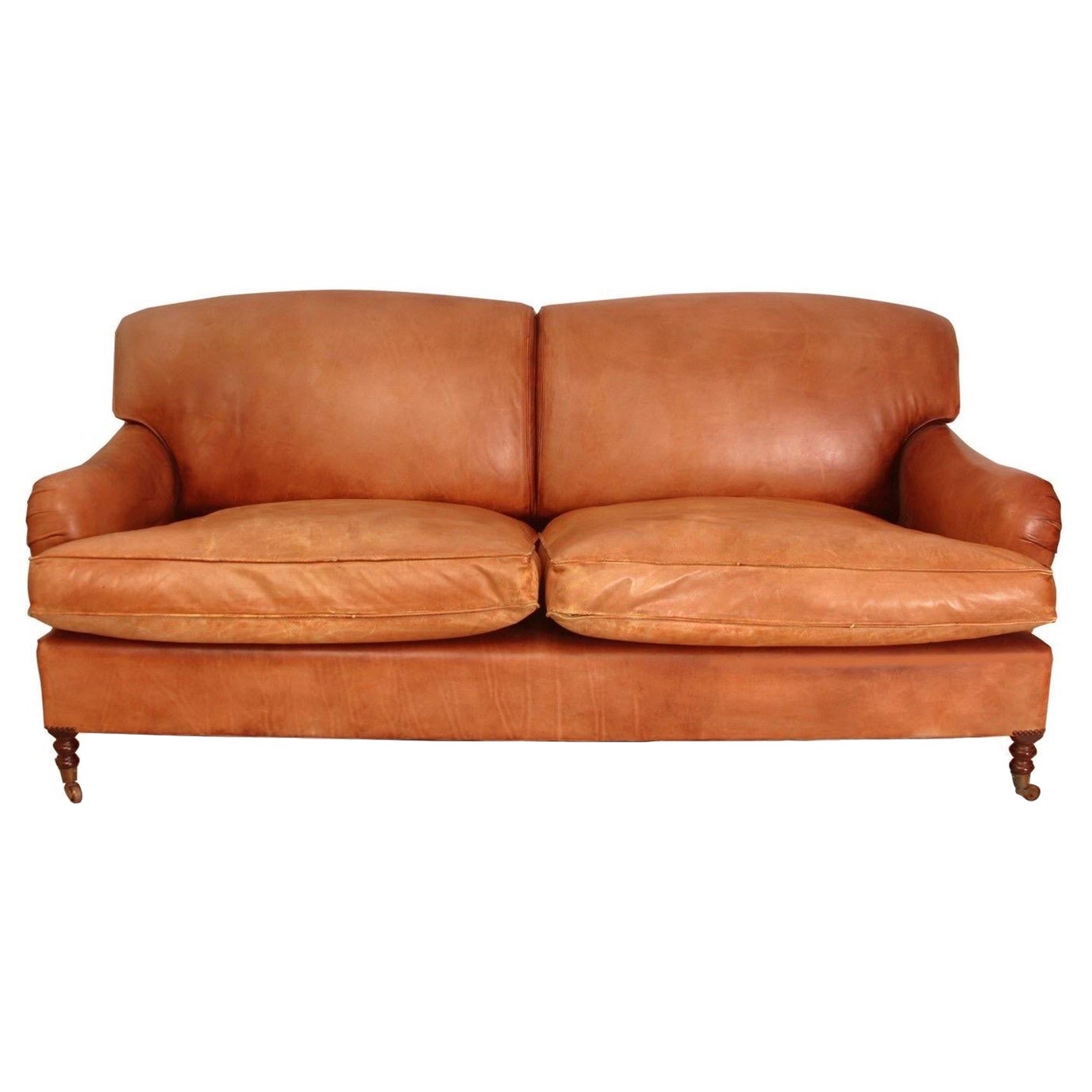 George Smith Cognac Leather Loveseat