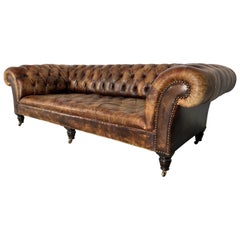 George Smith "Early Victorian Chesterfield " Buttoned Sofa in Brown Leather