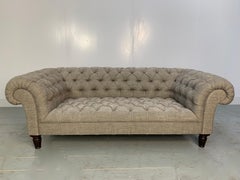 George Smith "Early Victorian Chesterfield " Buttoned Sofa in Linen Tweed