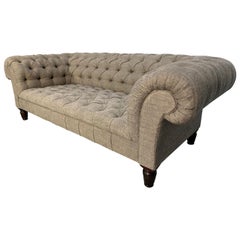 George Smith "Early Victorian Chesterfield " Buttoned Sofa in Linen Tweed