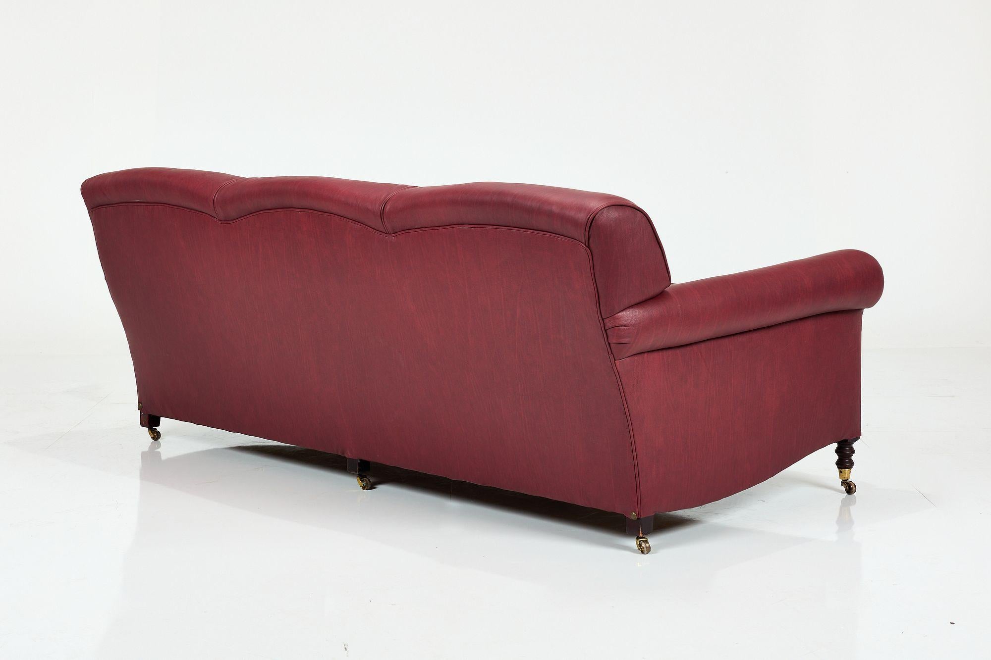 George Smith English Oxblood Leather Scroll Arm Signature Sofa, 2000s For Sale 4