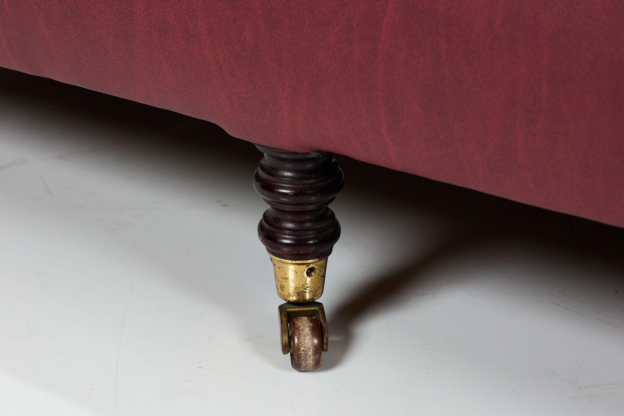 George Smith English Oxblood Leather Scroll Arm Signature Sofa, 2000s For Sale 6