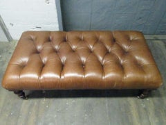 George Smith English Tufted Leather Bench