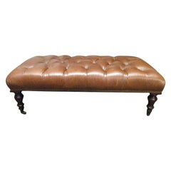 George Smith English Tufted Leather Bench