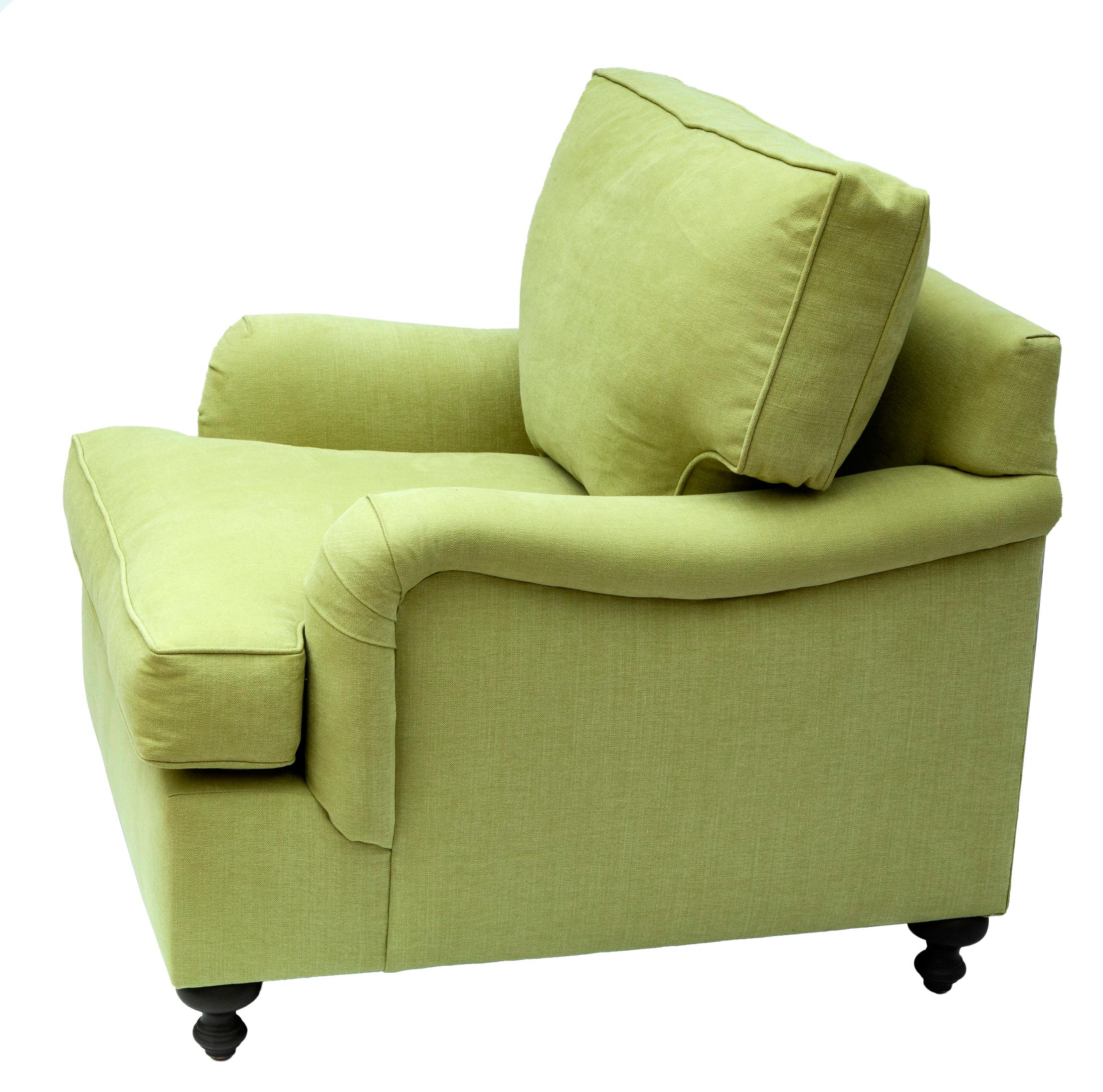 Fatto a mano Sedia Club in piuma e piumino di George Smith & Smith in lino Lime Romo in vendita