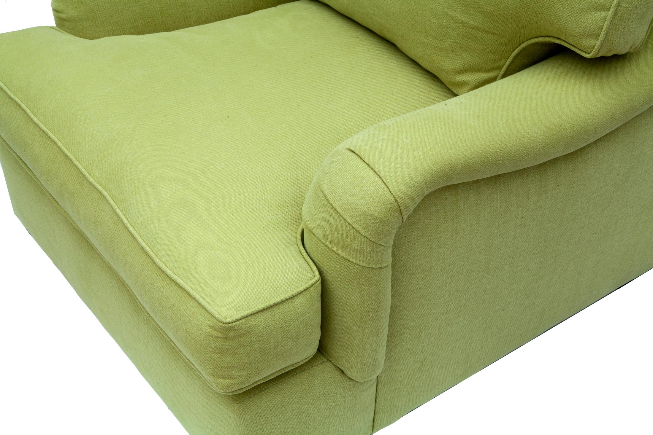 Sedia Club in piuma e piumino di George Smith & Smith in lino Lime Romo In condizioni buone in vendita a Malibu, CA