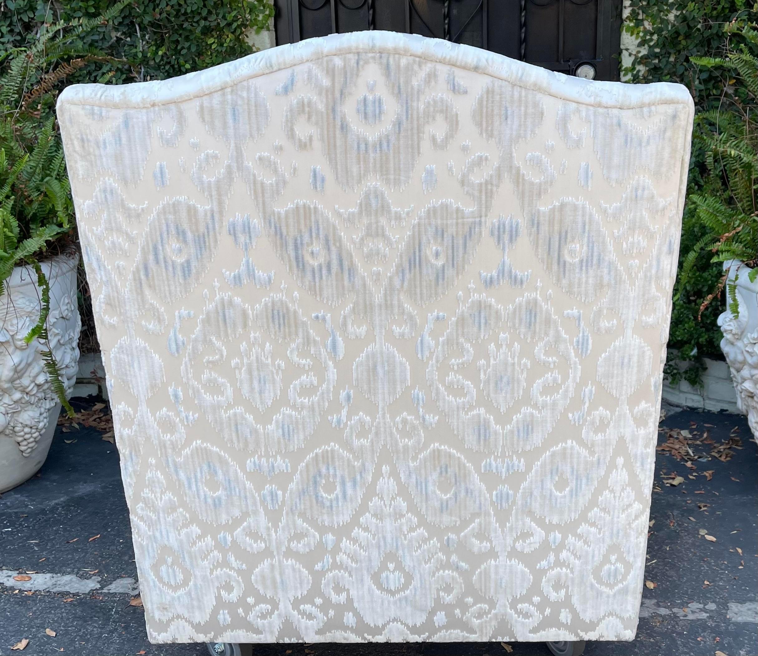 Contemporary Gregorius Pineo Fully Upholstered Club Chair W Ikat Silk Velvet