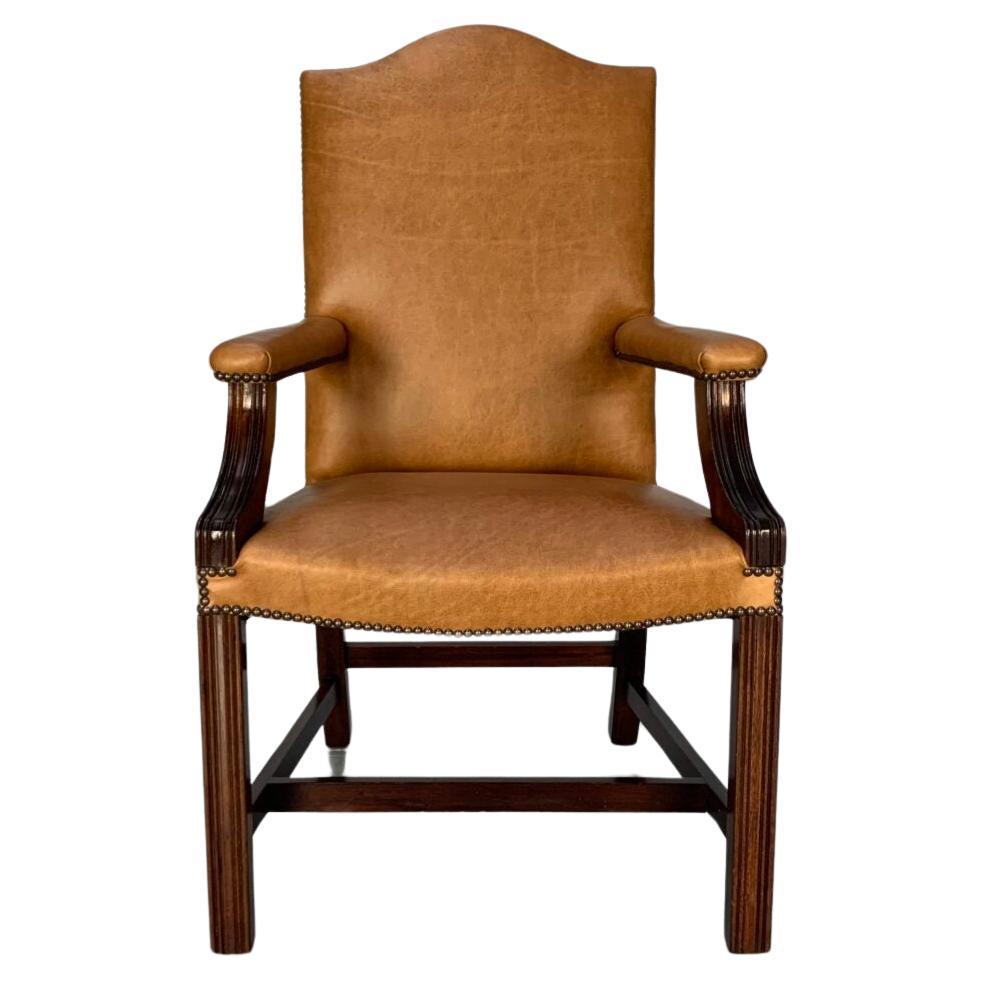 George Smith "Gainsborough" Unbuttoned Carver Armchair - In Tan-Brown Leather For Sale