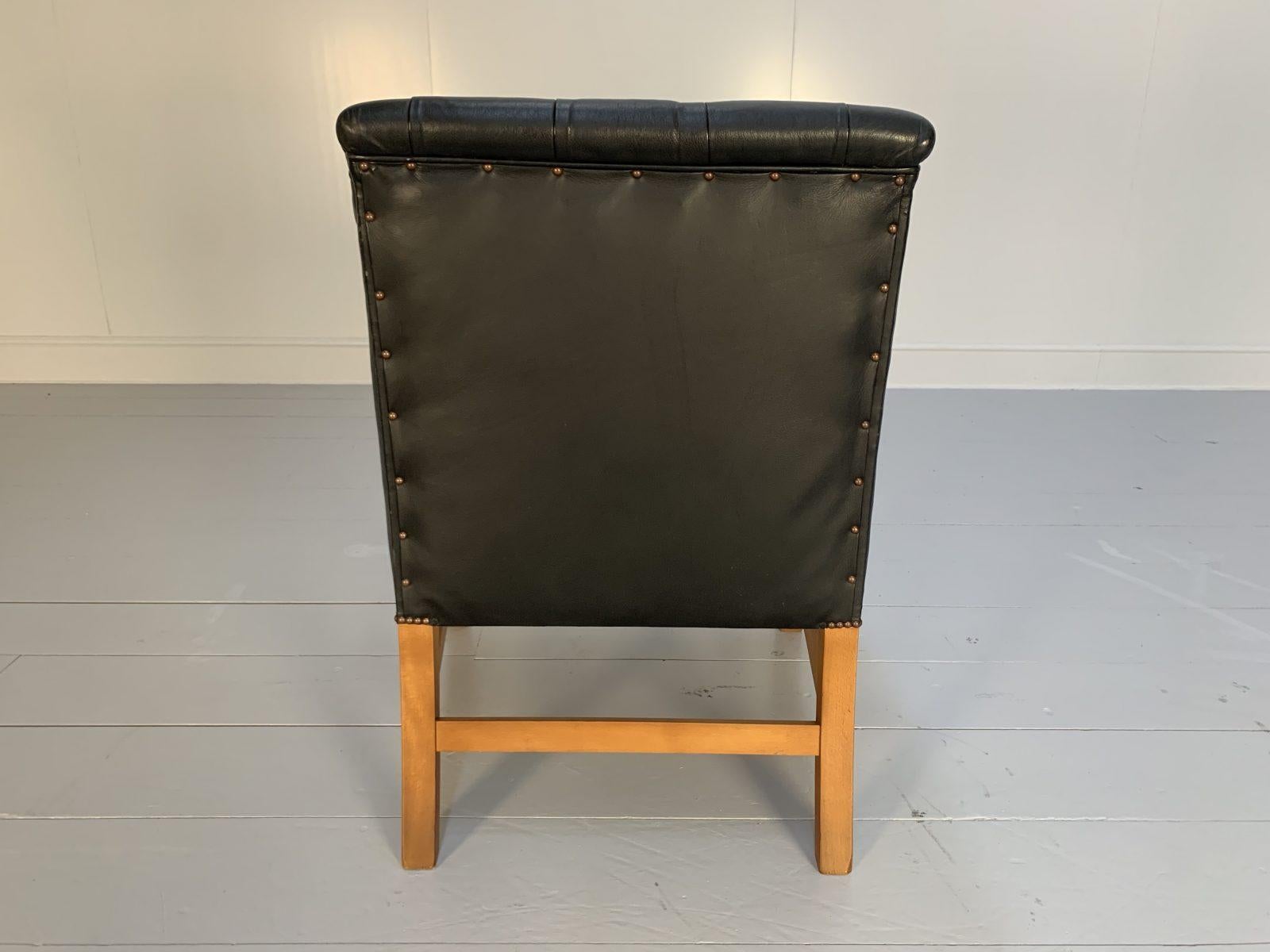 Contemporary George Smith “Georgian” Armchair – in Antique Black Leather For Sale