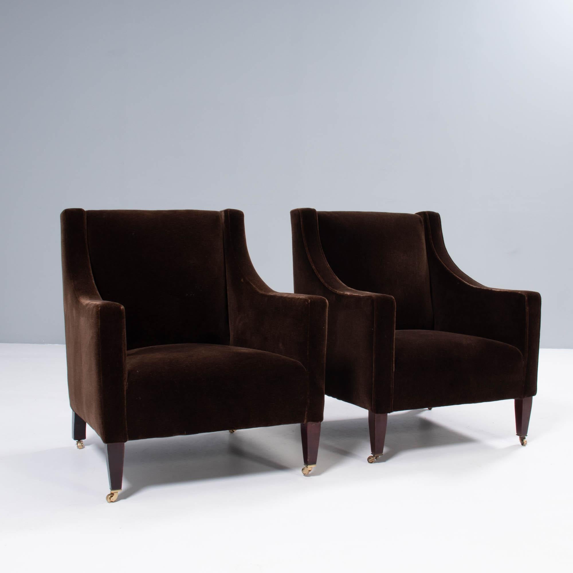 George Smith Georgian Fixed Seat Brown Velvet Armchair 2