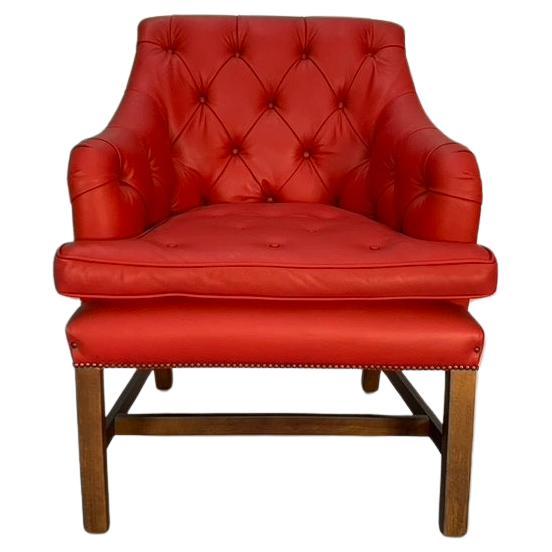George Smith "Georgian" Leather Armchair - In Red Leather For Sale