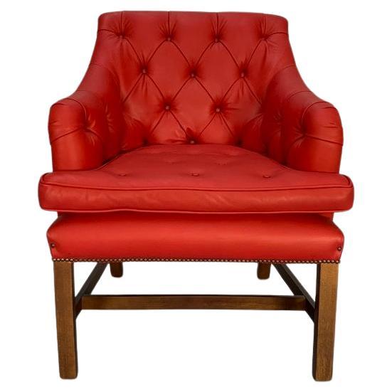George Smith "Georgian" Leather Armchair - In Vintaged Red Leather