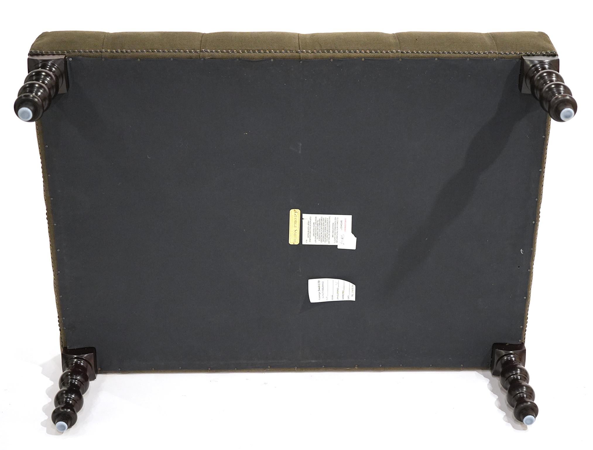 20th Century George Smith Handmade English Furniture 'Signature' Bench with Tufted Fabric
