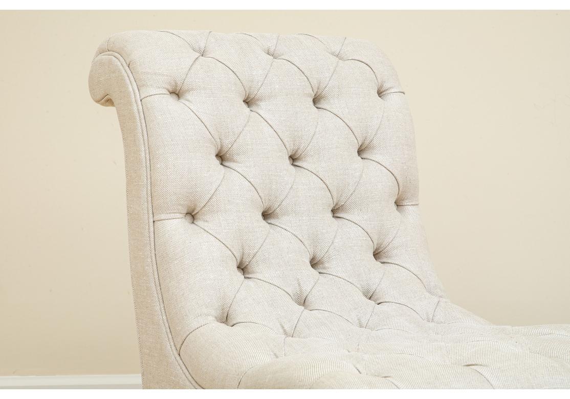 English George Smith Handmade Tufted Slipper Chair For Sale