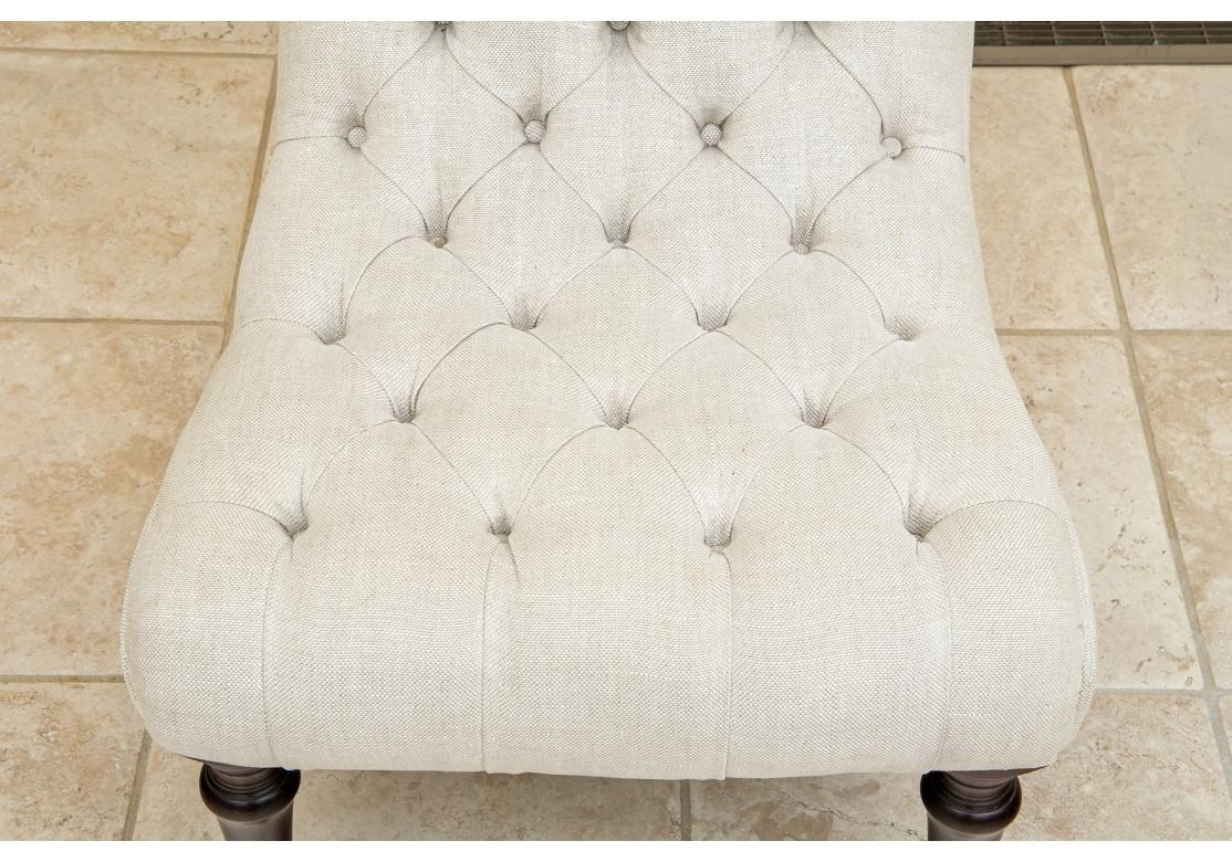 Fabric George Smith Handmade Tufted Slipper Chair For Sale