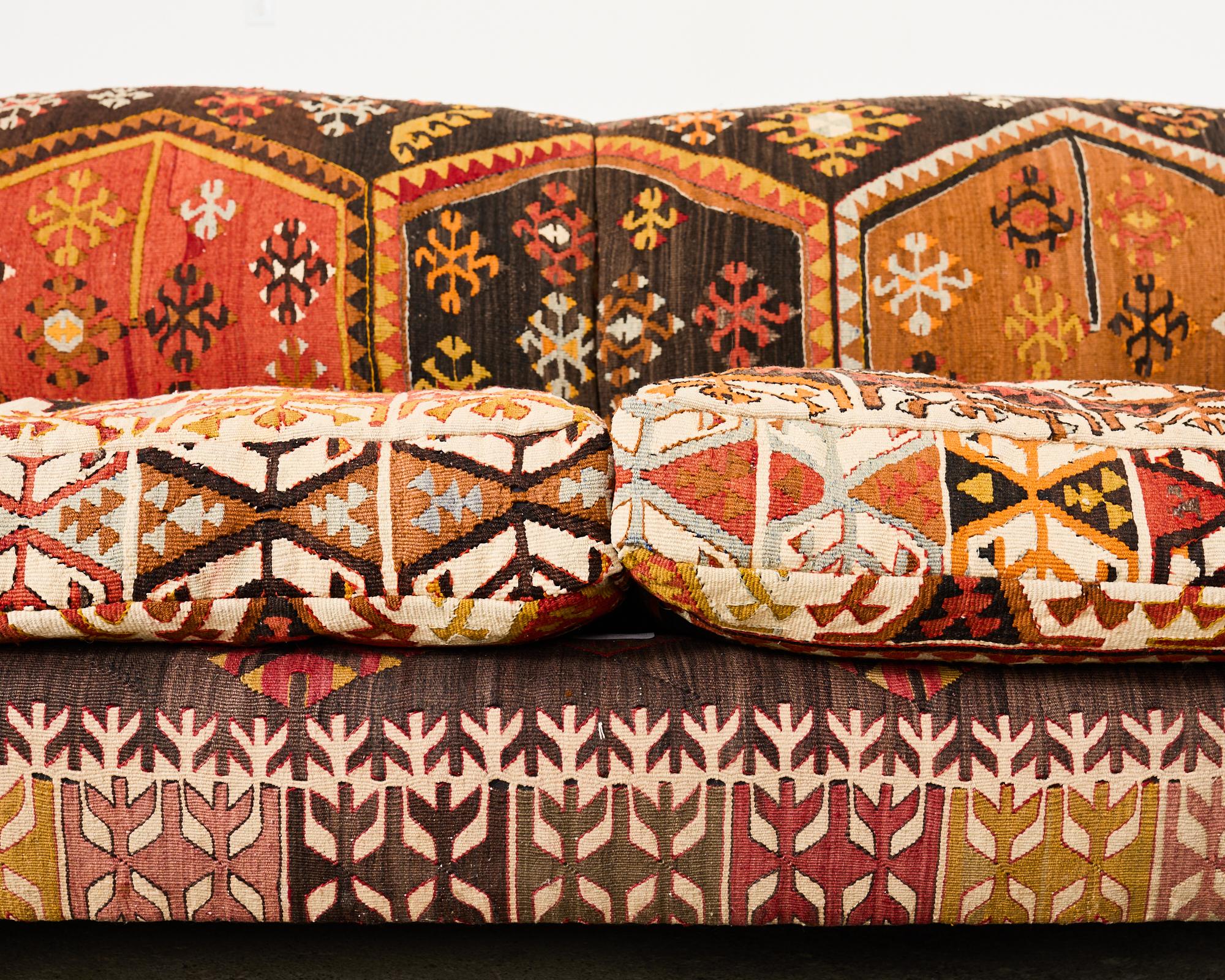 George Smith Howard & Sons Kilim Upholstered Scroll Arm Sofa 1
