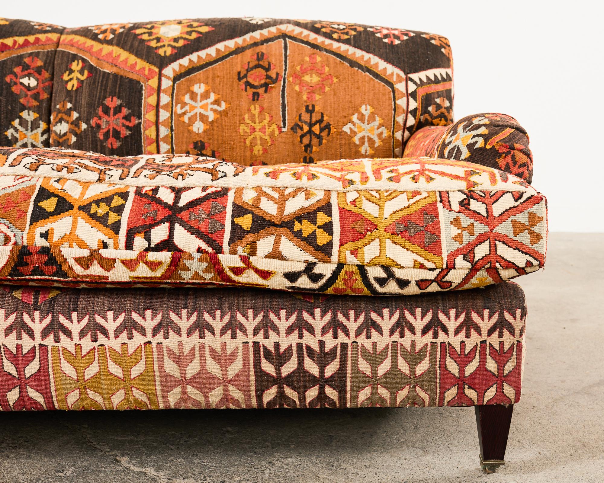 George Smith Howard & Sons Kilim Upholstered Scroll Arm Sofa 2