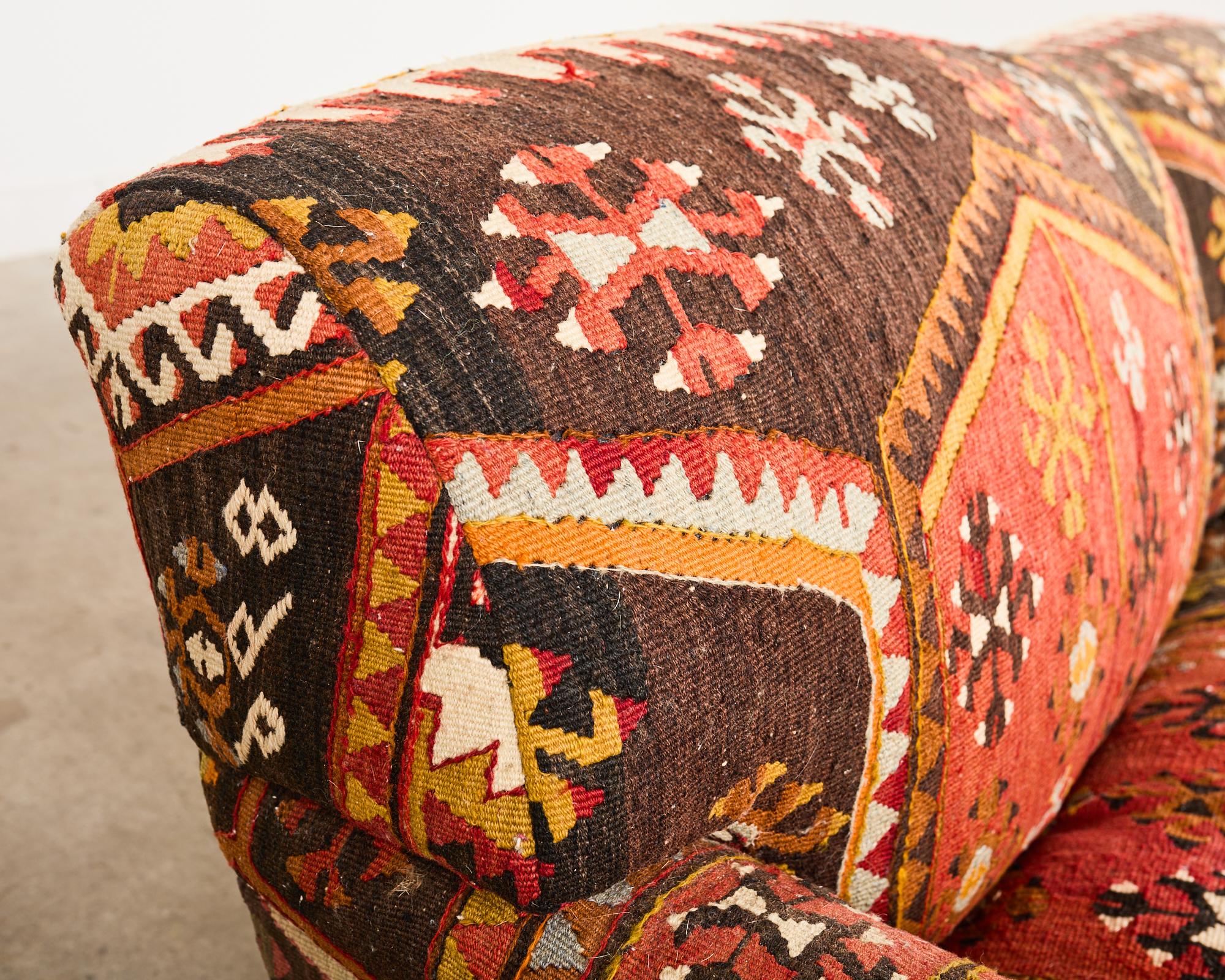 George Smith Howard & Sons Kilim Upholstered Scroll Arm Sofa 4