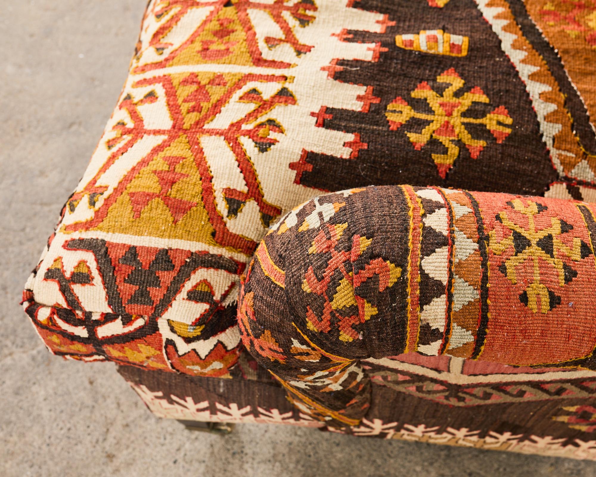 George Smith Howard & Sons Kilim Upholstered Scroll Arm Sofa 7