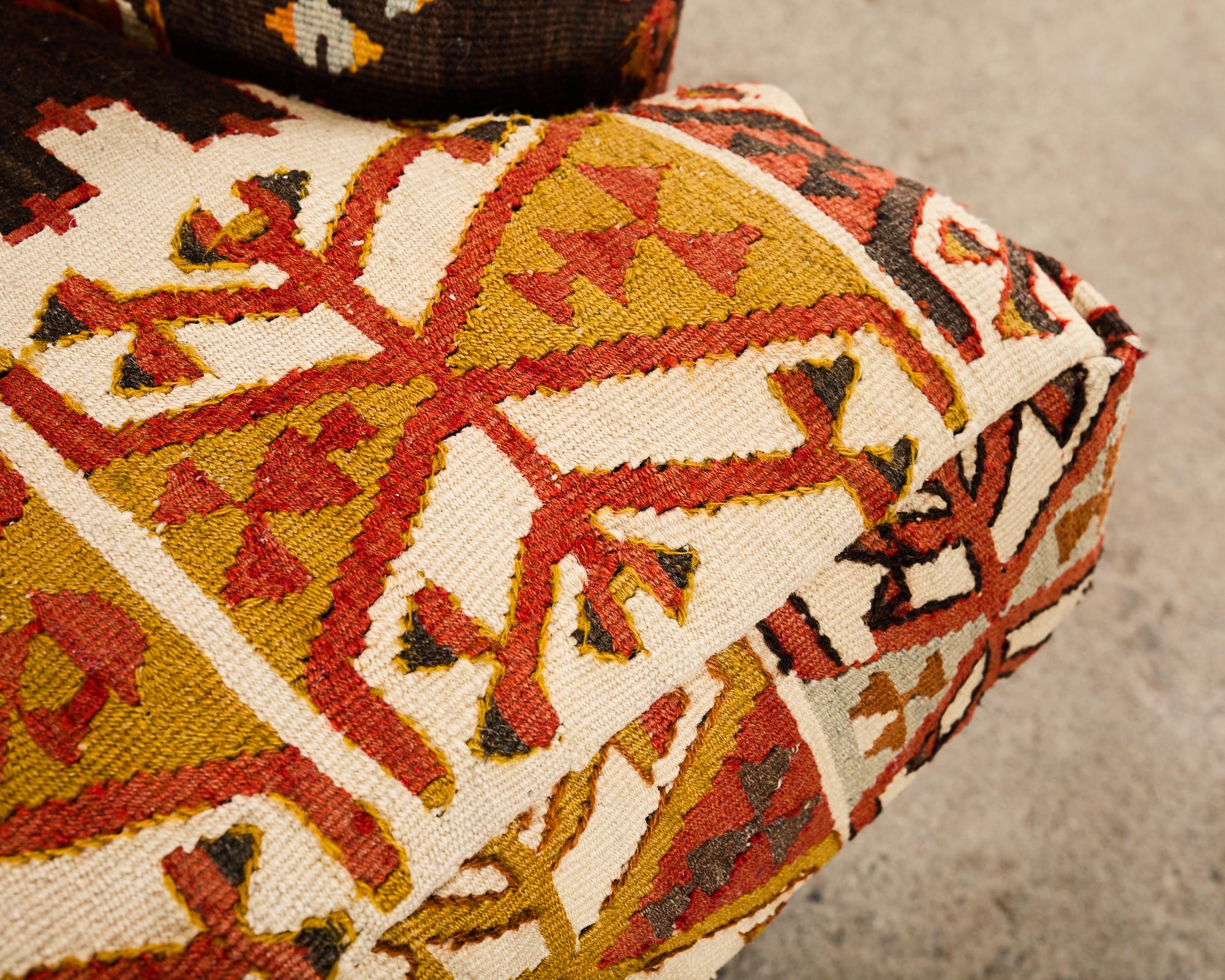 George Smith Howard & Sons Kilim Upholstered Scroll Arm Sofa 8